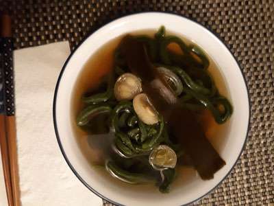 A Bowl of Green Algae Noodles